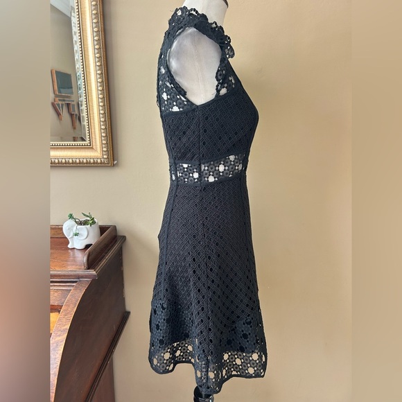 Sandro Jannie Lace A-Line Mini Dress Black Cap Flutter Sleeve Mini Size 38 - Picture 12 of 16